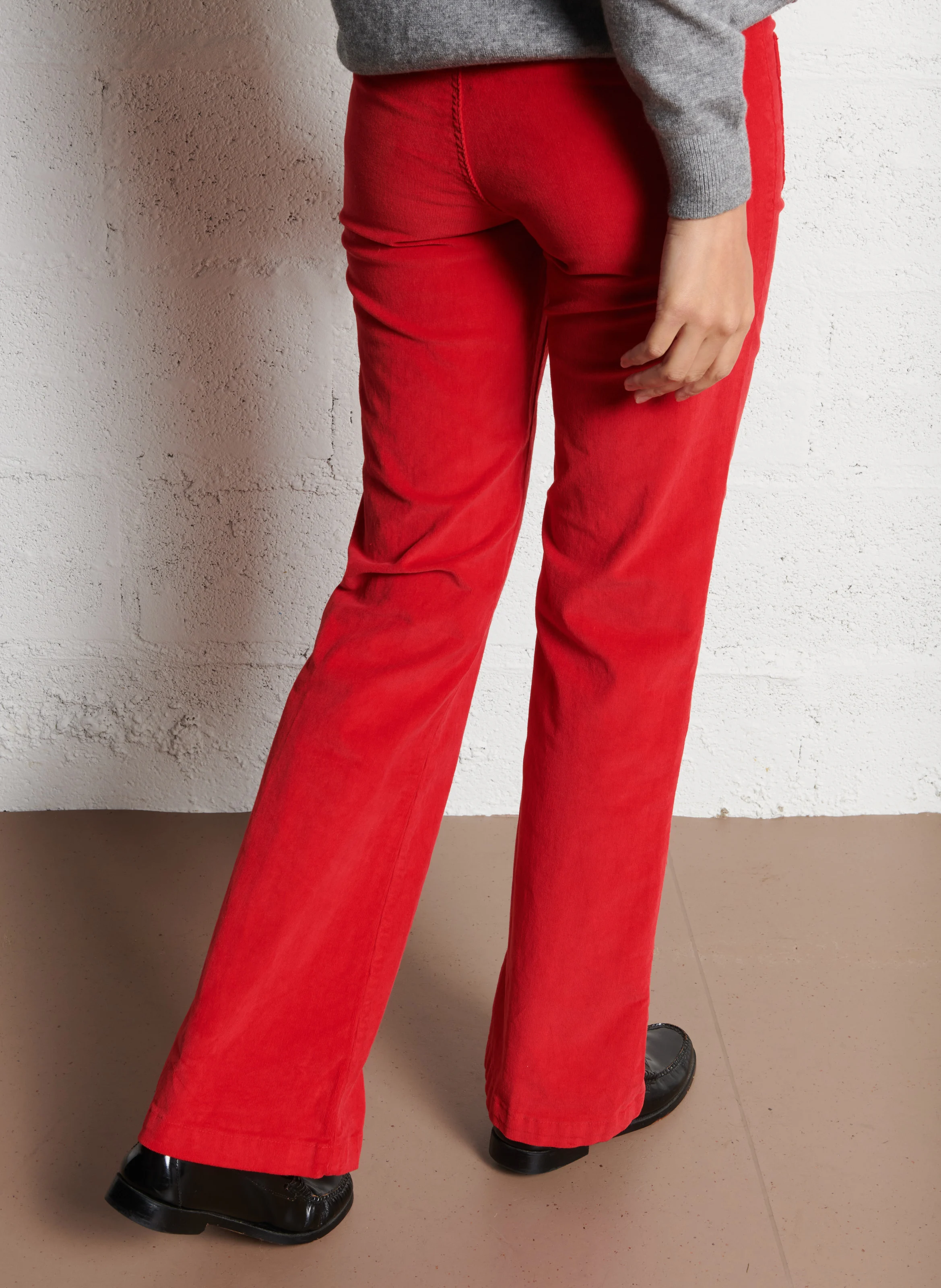 SONNY - Pantalon droit côtelé en coton mélangé | Rouge
