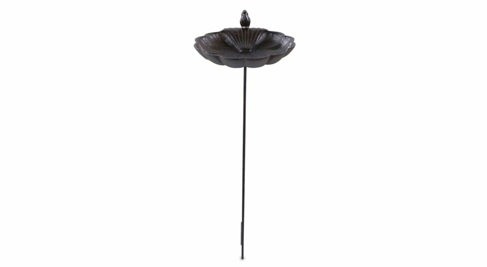 Abreuvoir oiseau sur pied fonte fonte marron 29x26x81cm