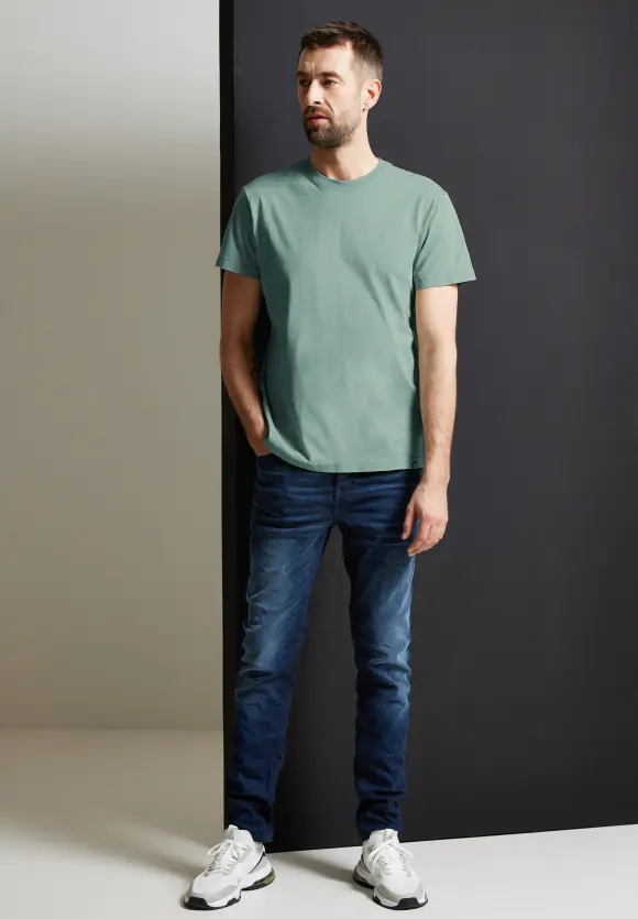 T-Shirt in gewaschener Optik - dust green