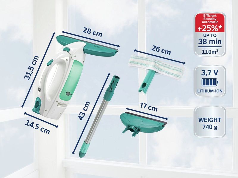 Leifheit - Dry & Clean - Ruitenreiniger - Inclusief Inwasser en Zuigmond