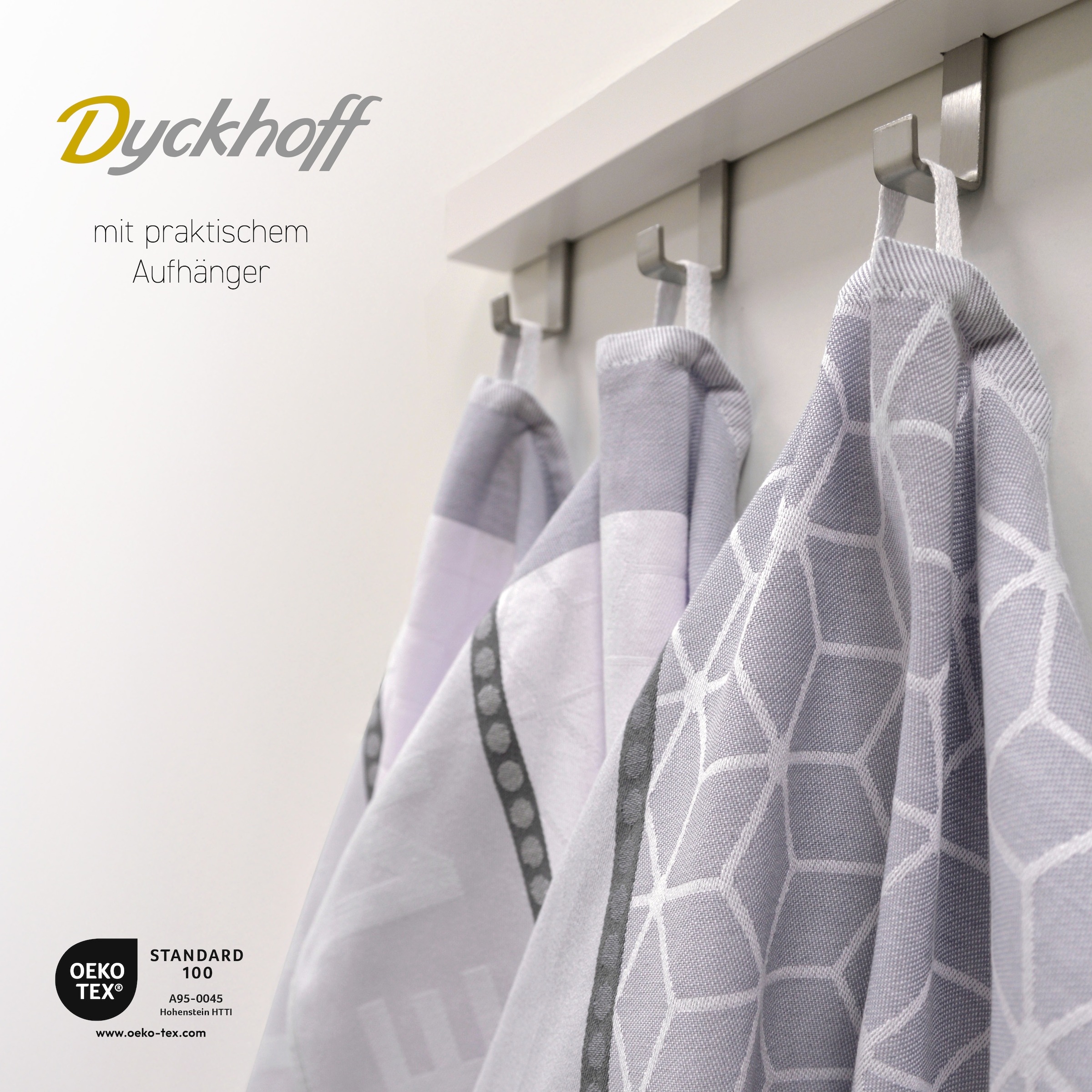 Dyckhoff Geschirrtuch »HOME & KITCHEN, Masse je Tuch ca. 50x70 cm, aus 100% Baumwolle« mit zwei verschiedenen Motiven