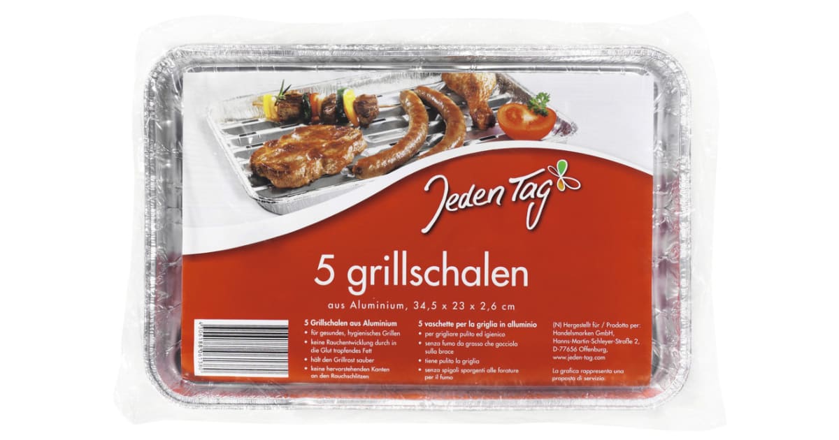 Jeden Tag Grillschalen Aluminium 5er-Packung