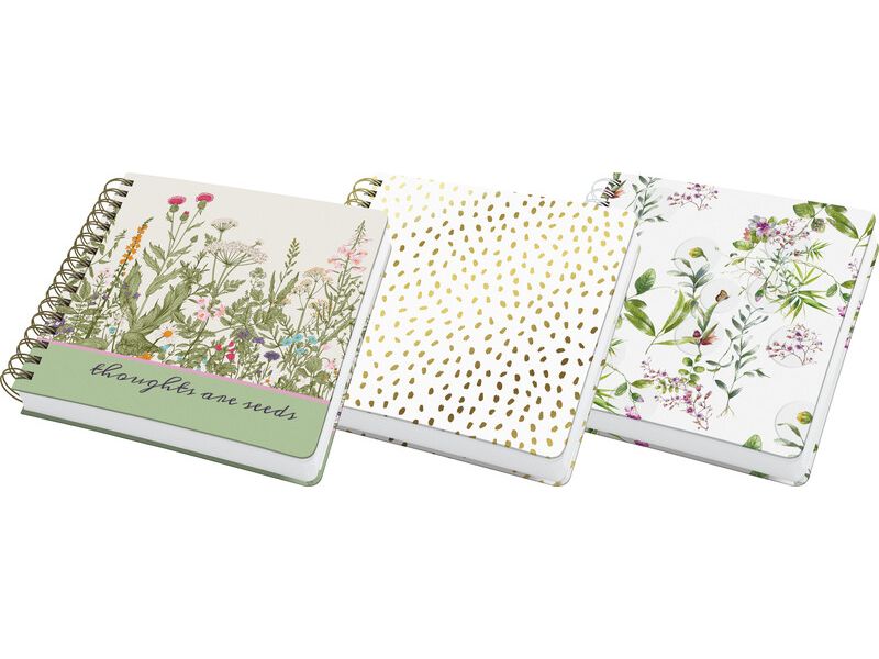 Jolie Spiral-Notizbuch Wild Herbs, 23.4 x 21.5 cm, Dot, Grü Scrap- oder Gästebuch mit Ringbindung