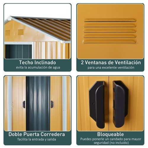 Casinha de jardim externa na cor amarelo mostarda