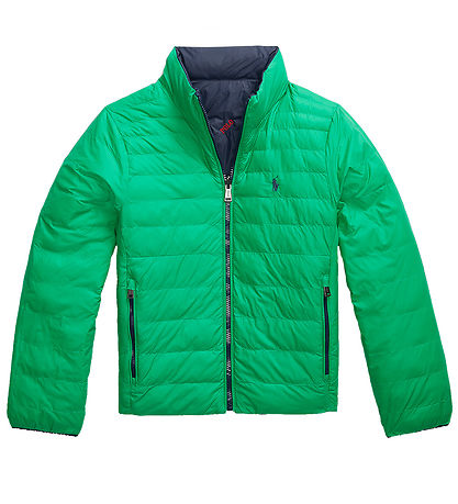 Polo Ralph Lauren Dynejakke - Vendbar -  Grøn/Navy m. Logoer