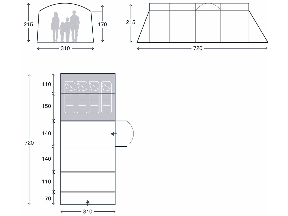 Kampa Seacliffe 4 AIR TC tunneltent