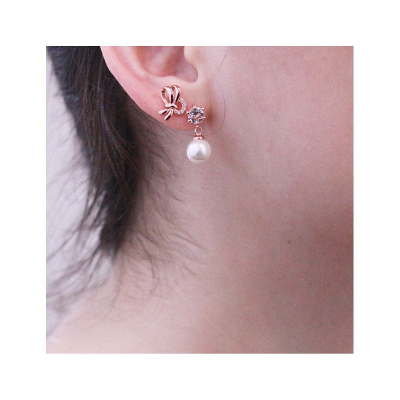 Boucles d'oreilles Posie - Or Rosé et Cristal