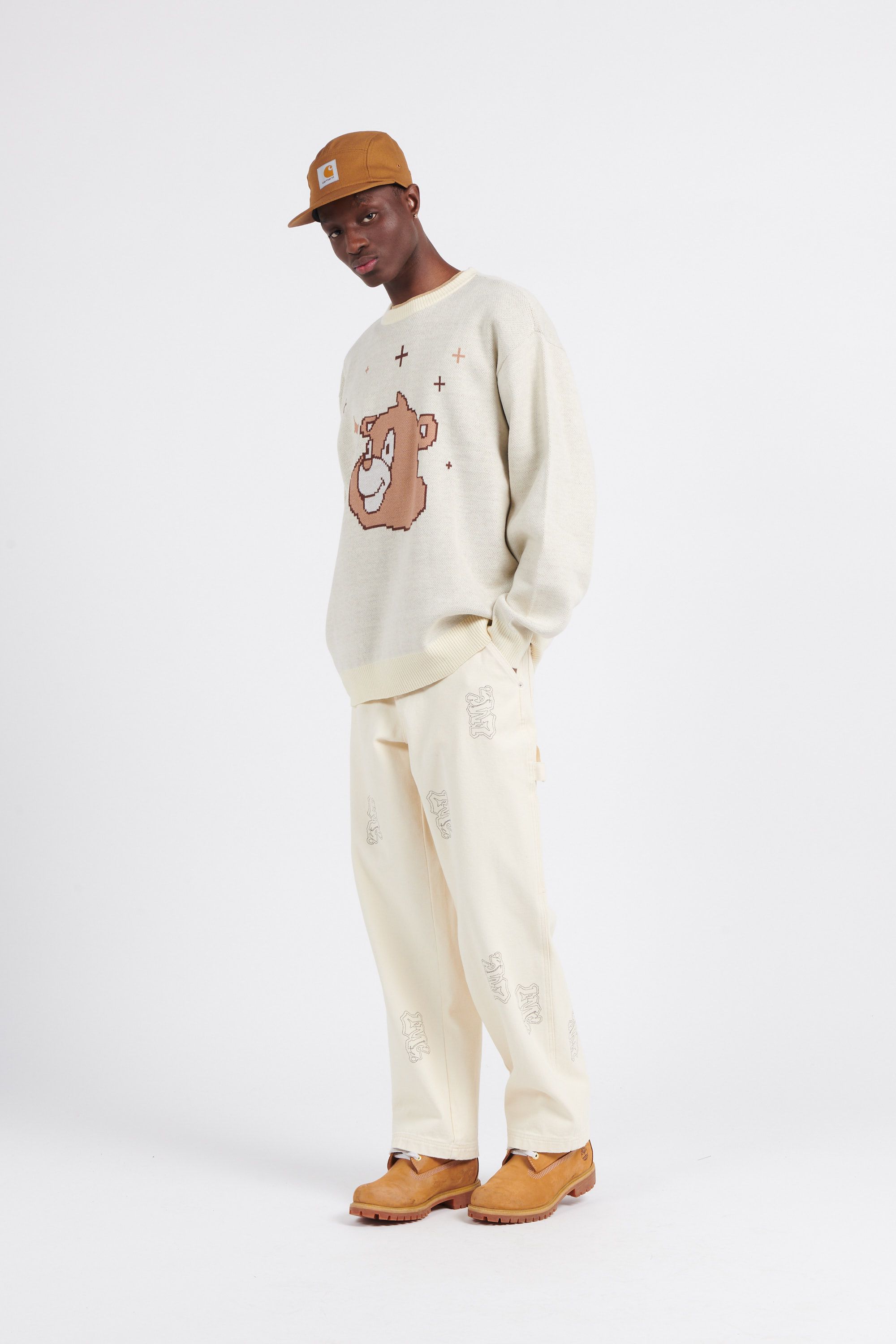 LOST MANAGEMENT CITIES Pull BEAR KNIT SWEATER Beige