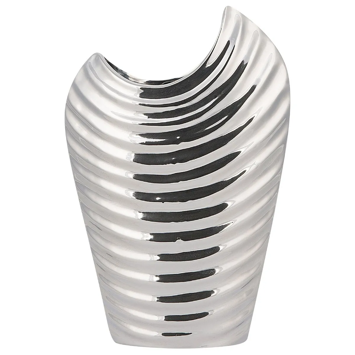 Beliani Vase Décoratif ECETRA - Argenté Céramique