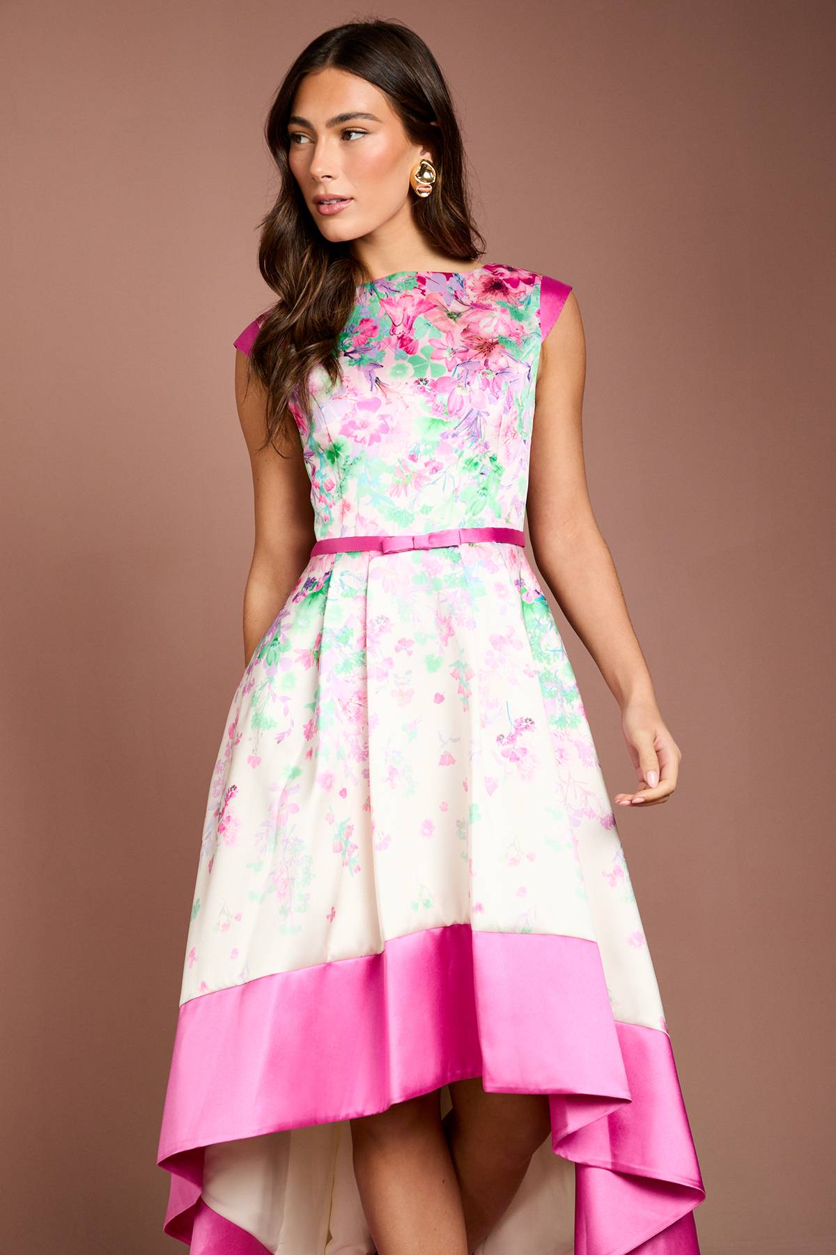 Coast Robe Midi Imprimée Florale En Sergé À Ourlet Asymétrique