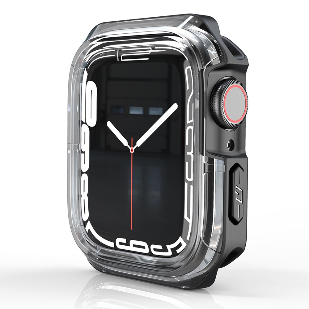 Apple Watch (45 mm) Hybrid Hardcase Bumper Hülle - Transparent / Schwarz