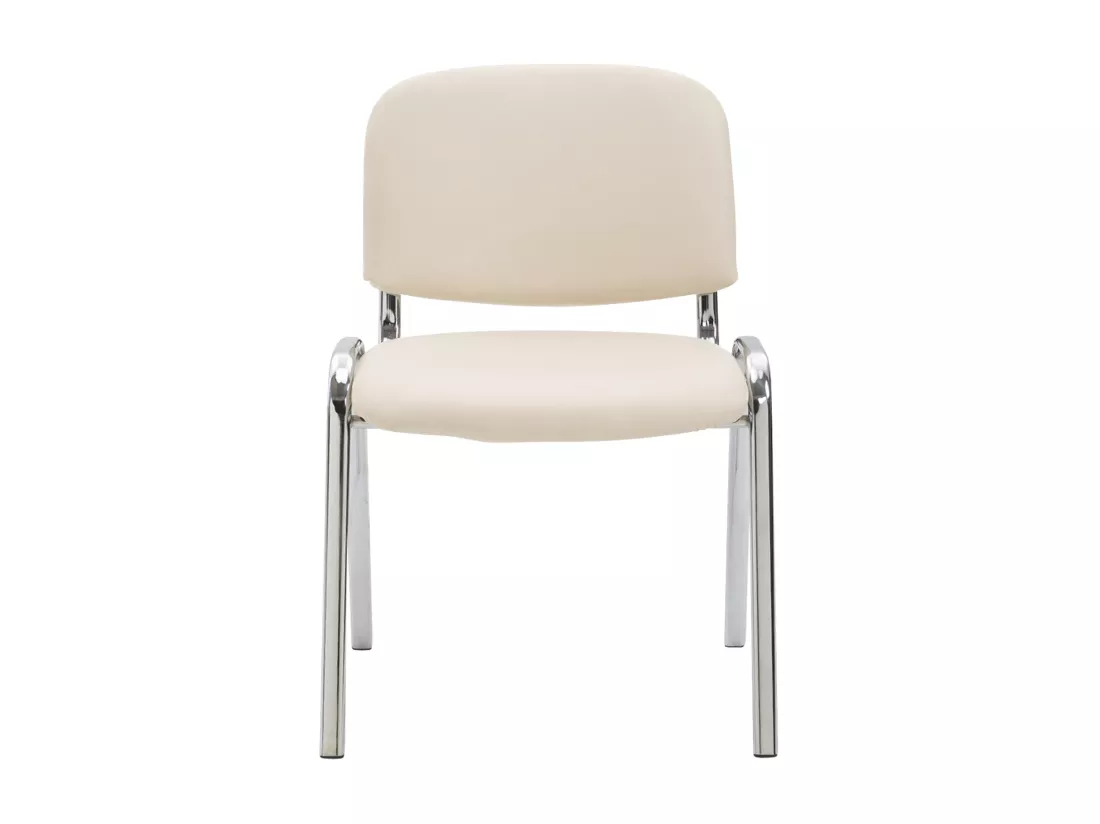 Chaise de salle à manger - Similicuir & Métal chromé - Crème - Ken
