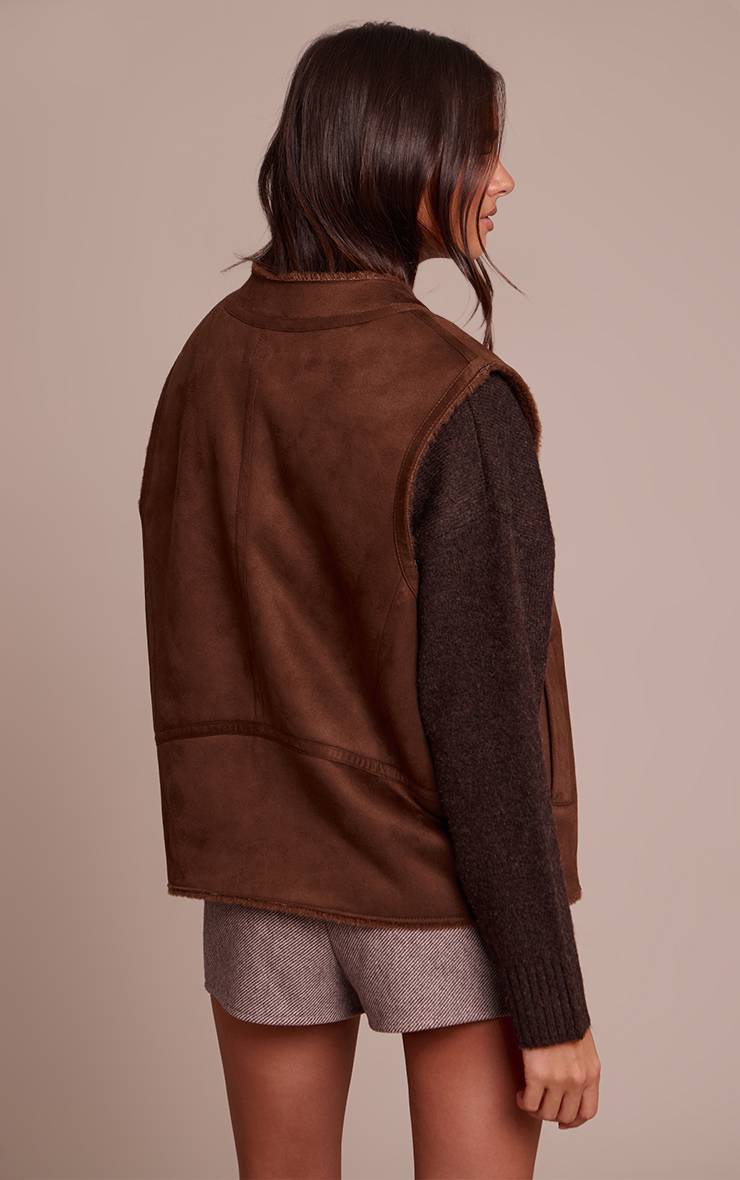 Chocolat Gilet Sans Manches En Synthétique Doublure Imitation Mouton