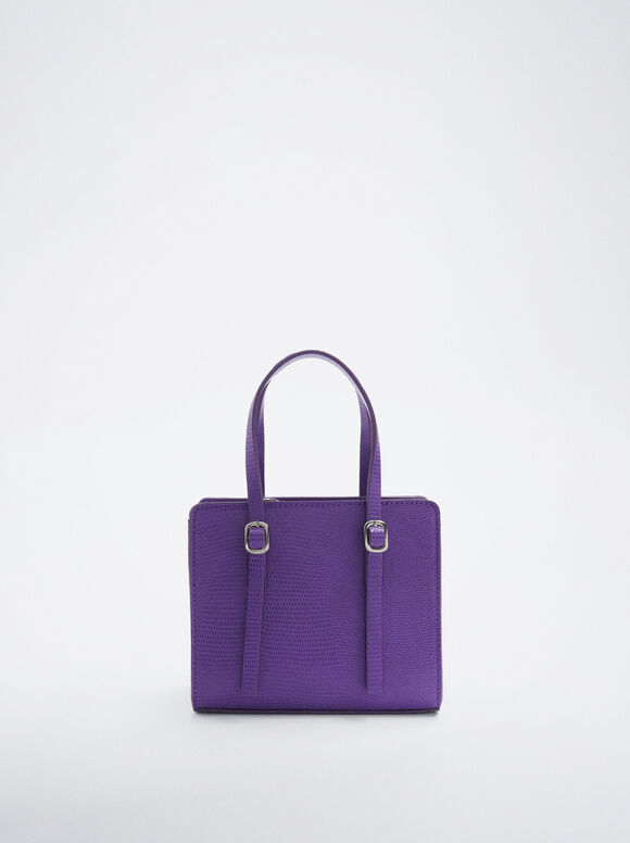 Bolsa transversal com estampa animal - Violeta