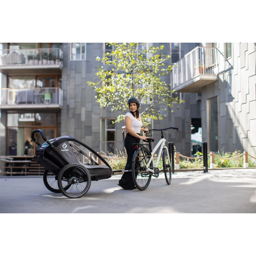 hamax Kinderfahrradanhänger Cocoon Zweisitzer greyblack
