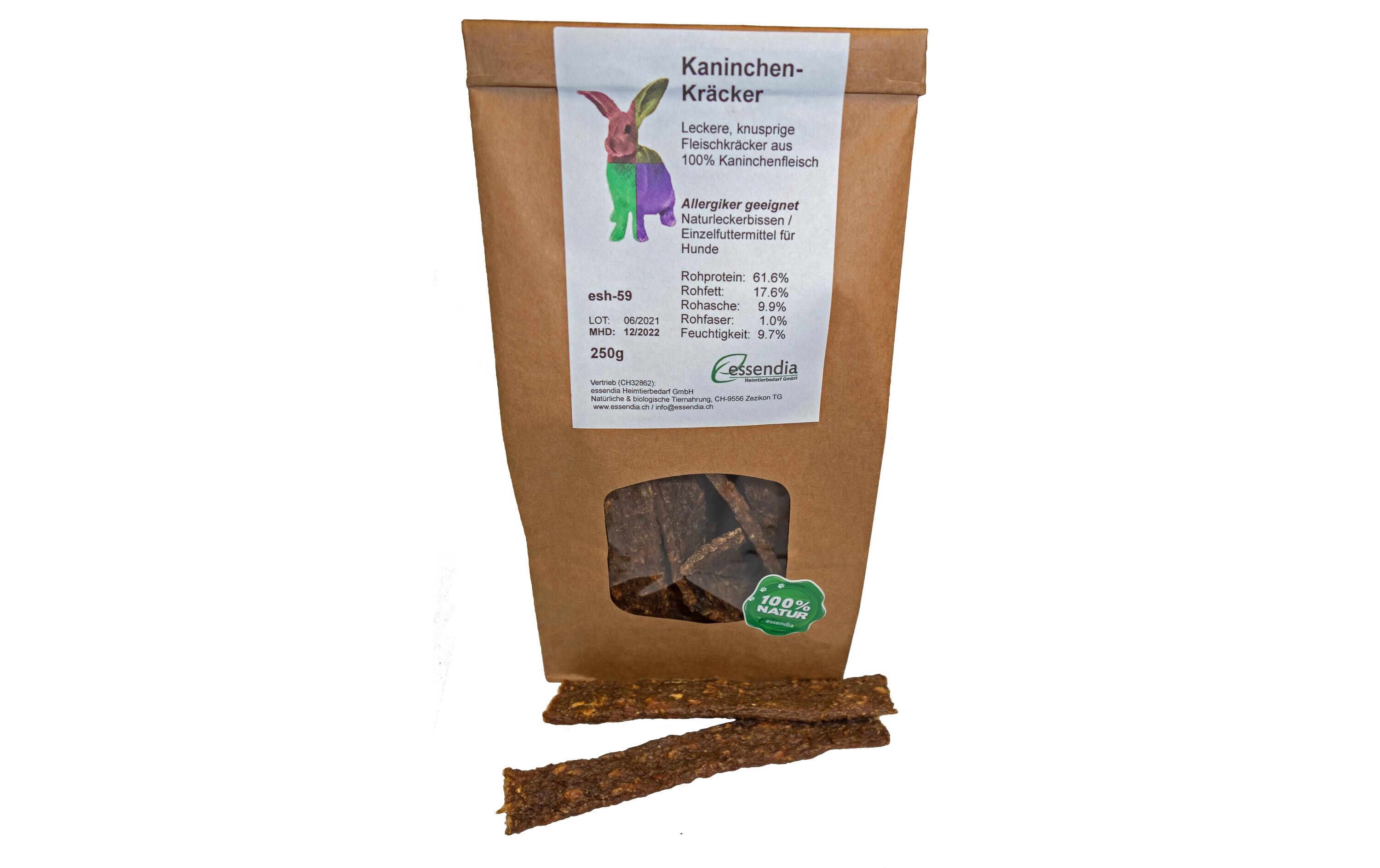 Kausnack Kaninchenkräcker, 250 gLeckere Belohnungsfleischstreifen, 99% Kaninchen