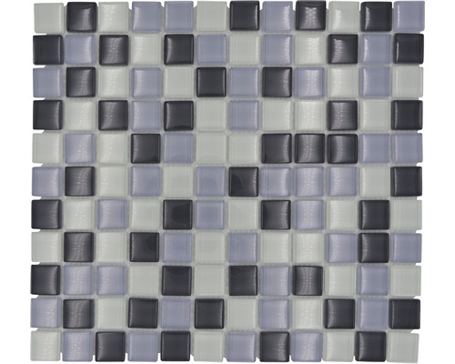 Glasmozaïek XCM 8125 30,2x32,7 cm grijs/zwart/wit