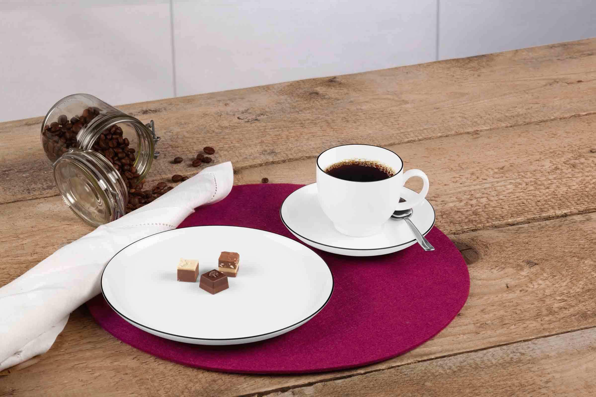 Seltmann Weiden Kaffeeservice rund Lido Black Line 18er Set