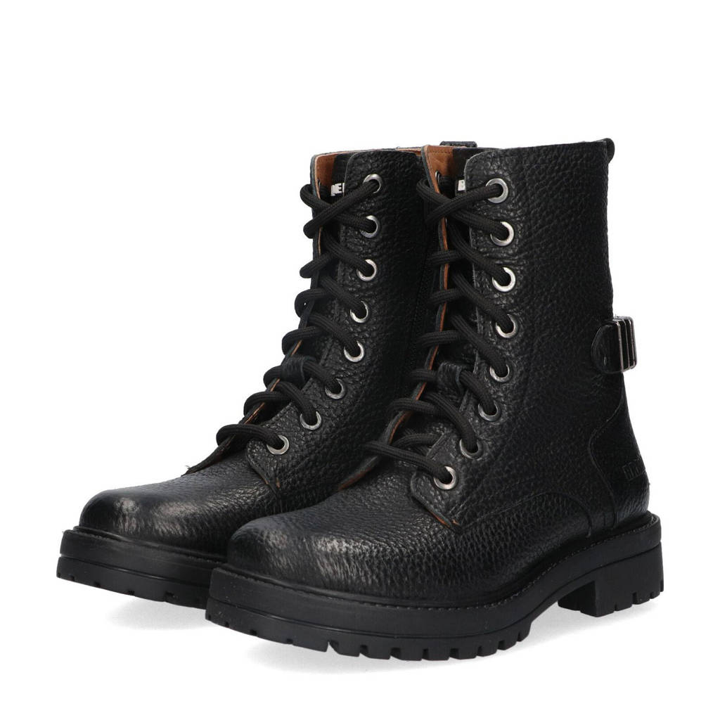Braqeez Leah Leapleren veterboots zwart
