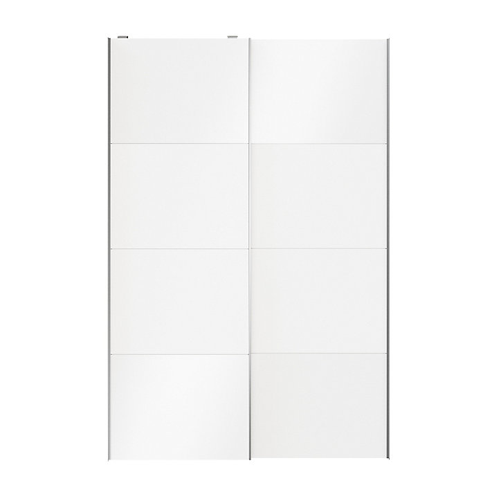 Portes de placard coulissantes 2 vantaux panneaux blancs et blancs brillants GoodHome Atomia H. 225 x L. 150 x ép. 5,5 cm