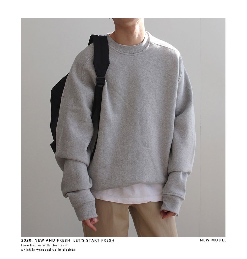 Okwano - Sweatshirt met ronde hals en effen kleur