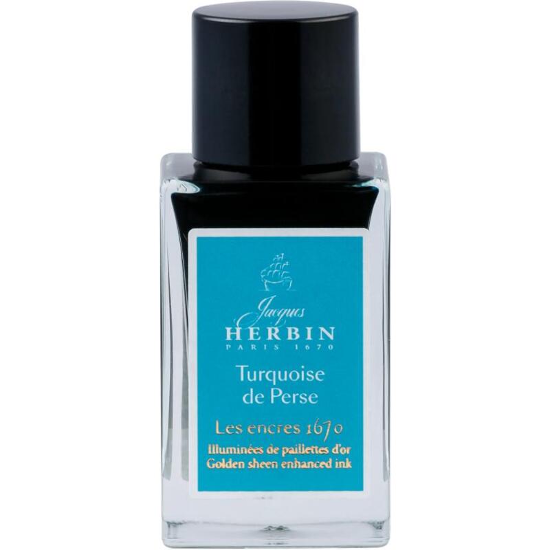 Encre 1670 à paillettes dorées 15ml - Turquoise de Perse