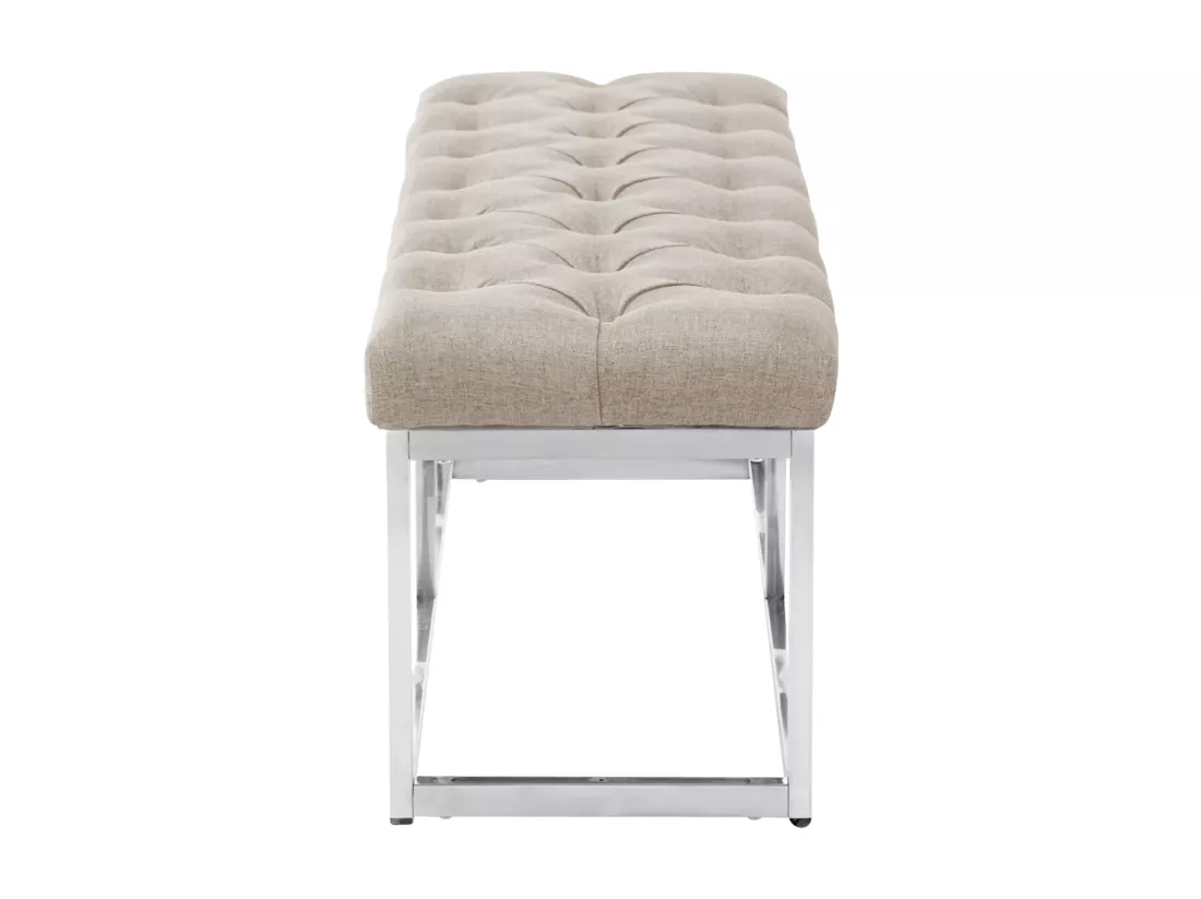 Banquette - Tissu & Acier inoxydable - Crème - Amun