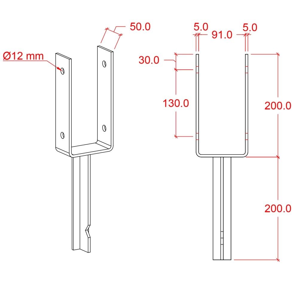STOLPESKO PLUS FOR NEDSTØPING 9X9CM GRÅ