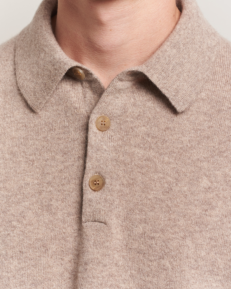 Sunspel Cashmere Polo Oatmeal Melange
