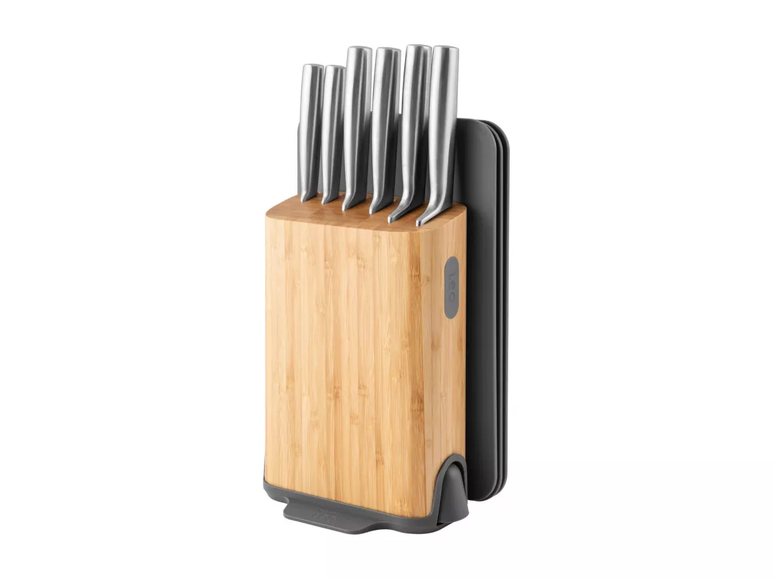Berghoff Bloc de 6 couteaux + 3 planches à découper + aiguiseur intégré - 3950370