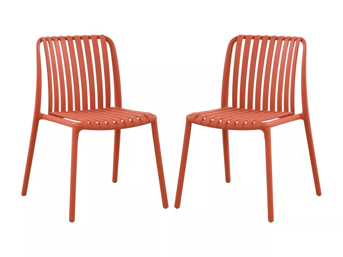 Lot de 2 chaises de jardin empilables en polypropylène - Rouge - SESEH de MYLIA