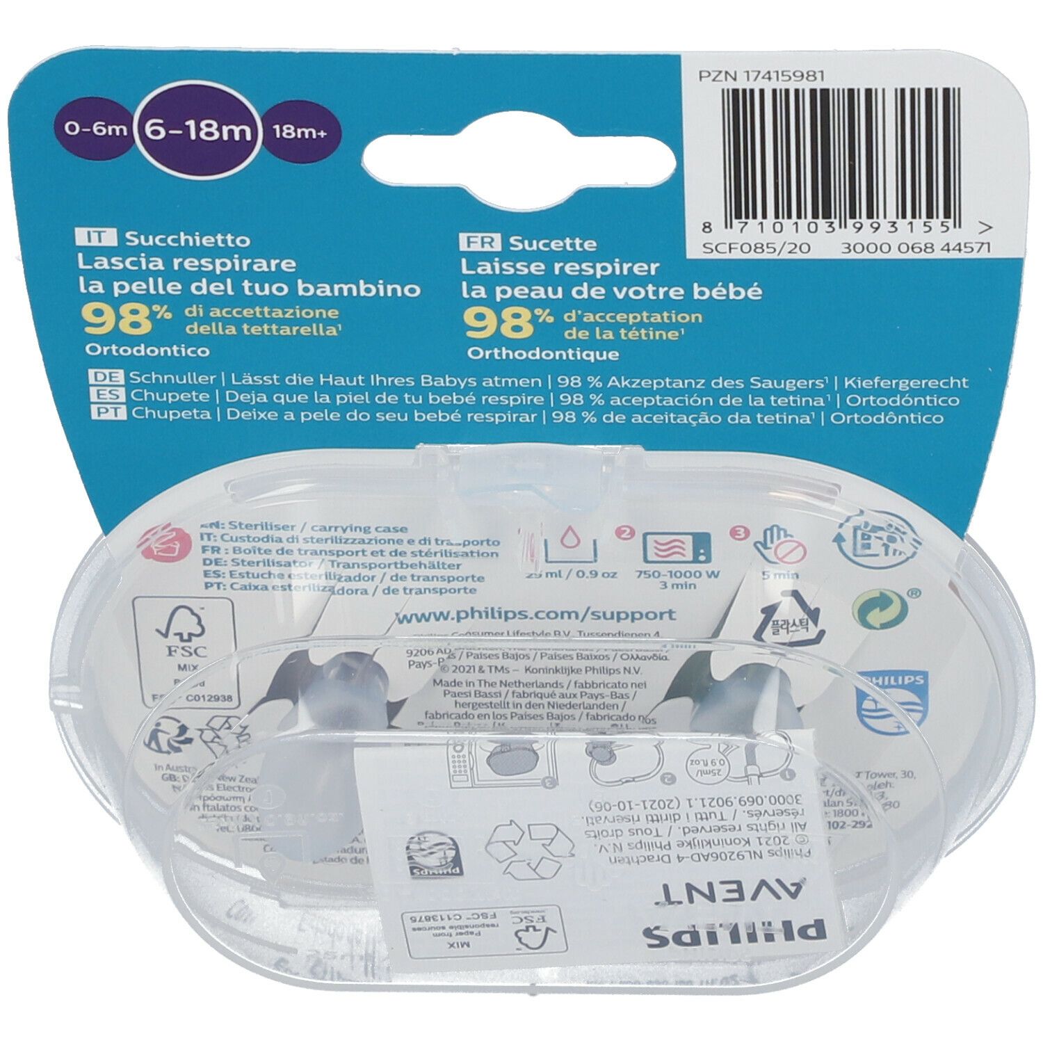 PHILIPS Avent Ultra Air Schnuller 6-18 Monate (Farbe/Motiv nicht wählbar)