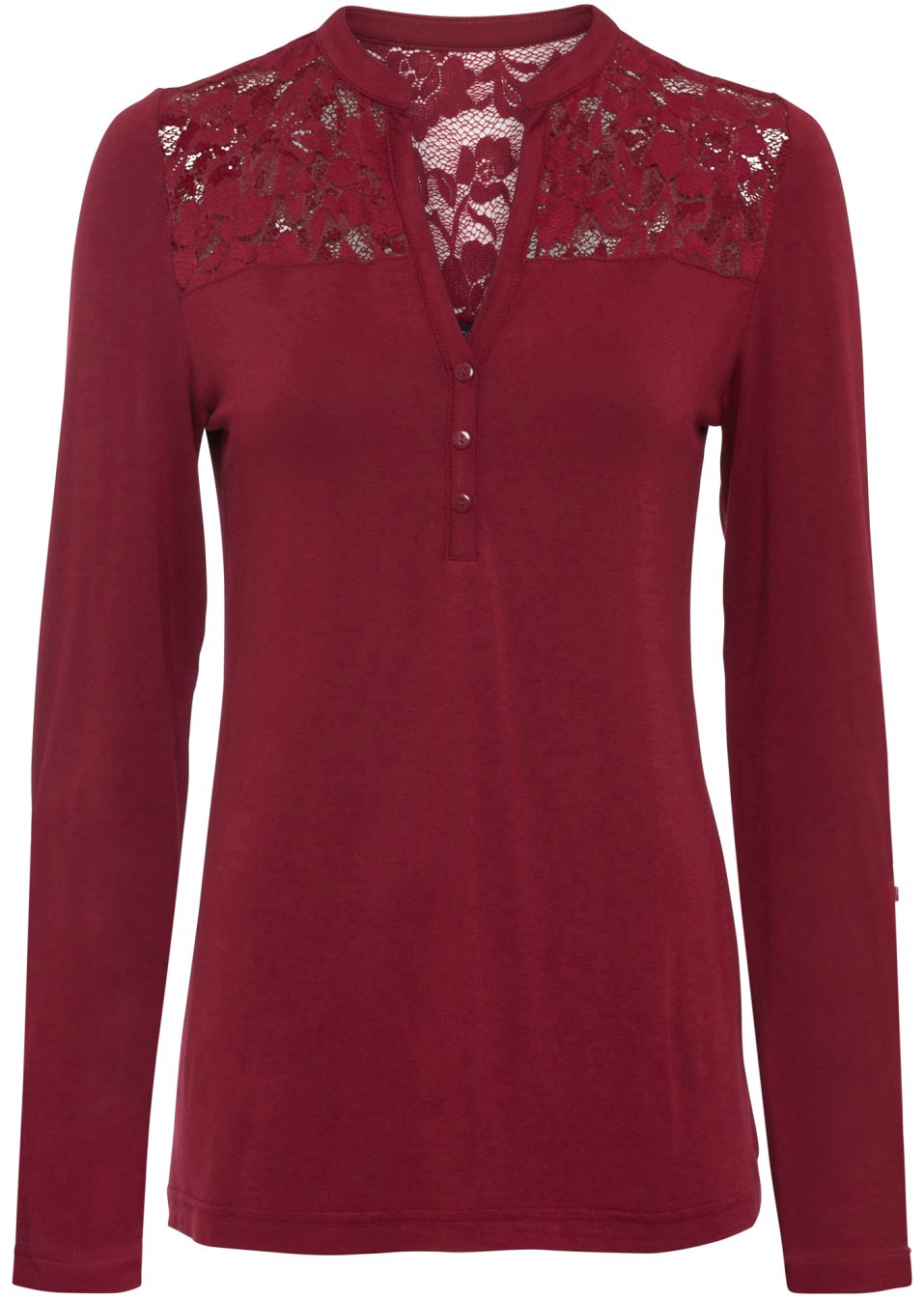 T-shirt Henley à empiècement dentelle