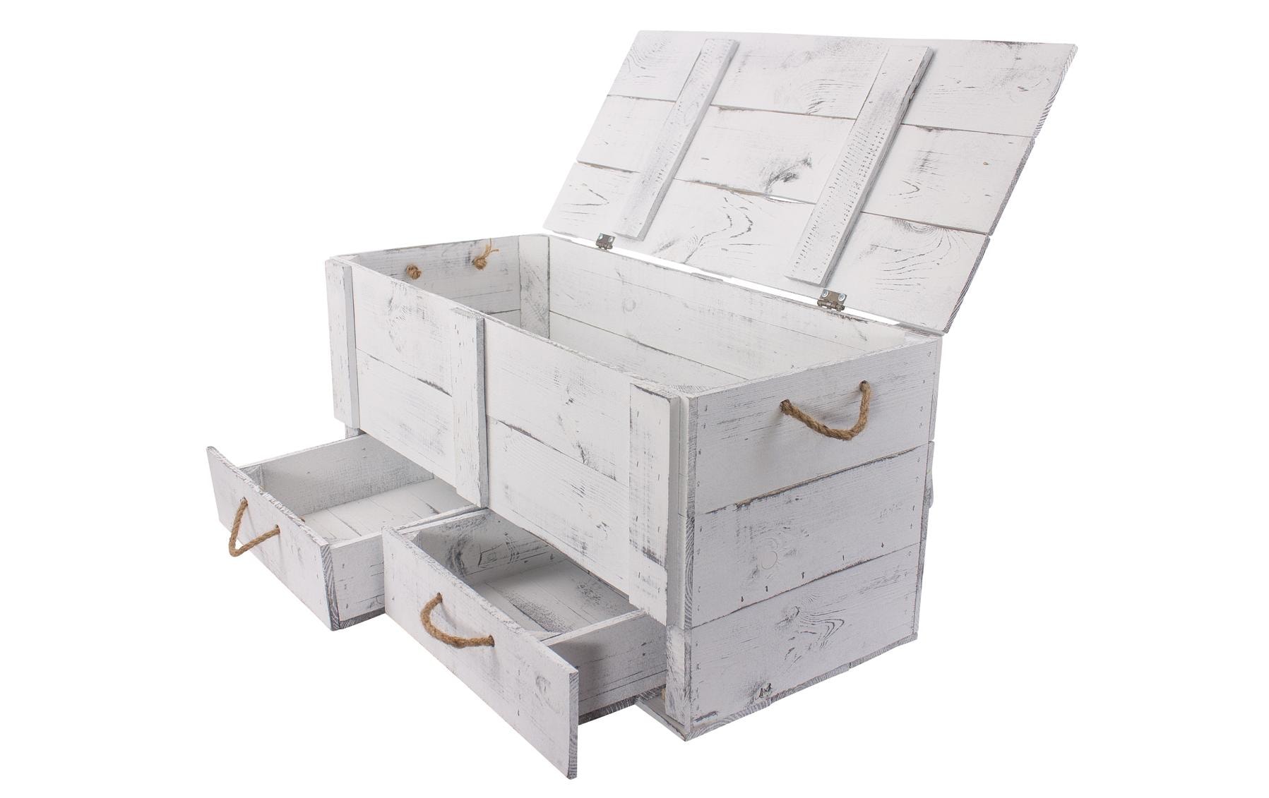 Holz Zollhaus Holzkiste »Vintage Shabby Weiss, 85 x 40 cm« Herkunftsland Ukraine, Holzart Kiefer