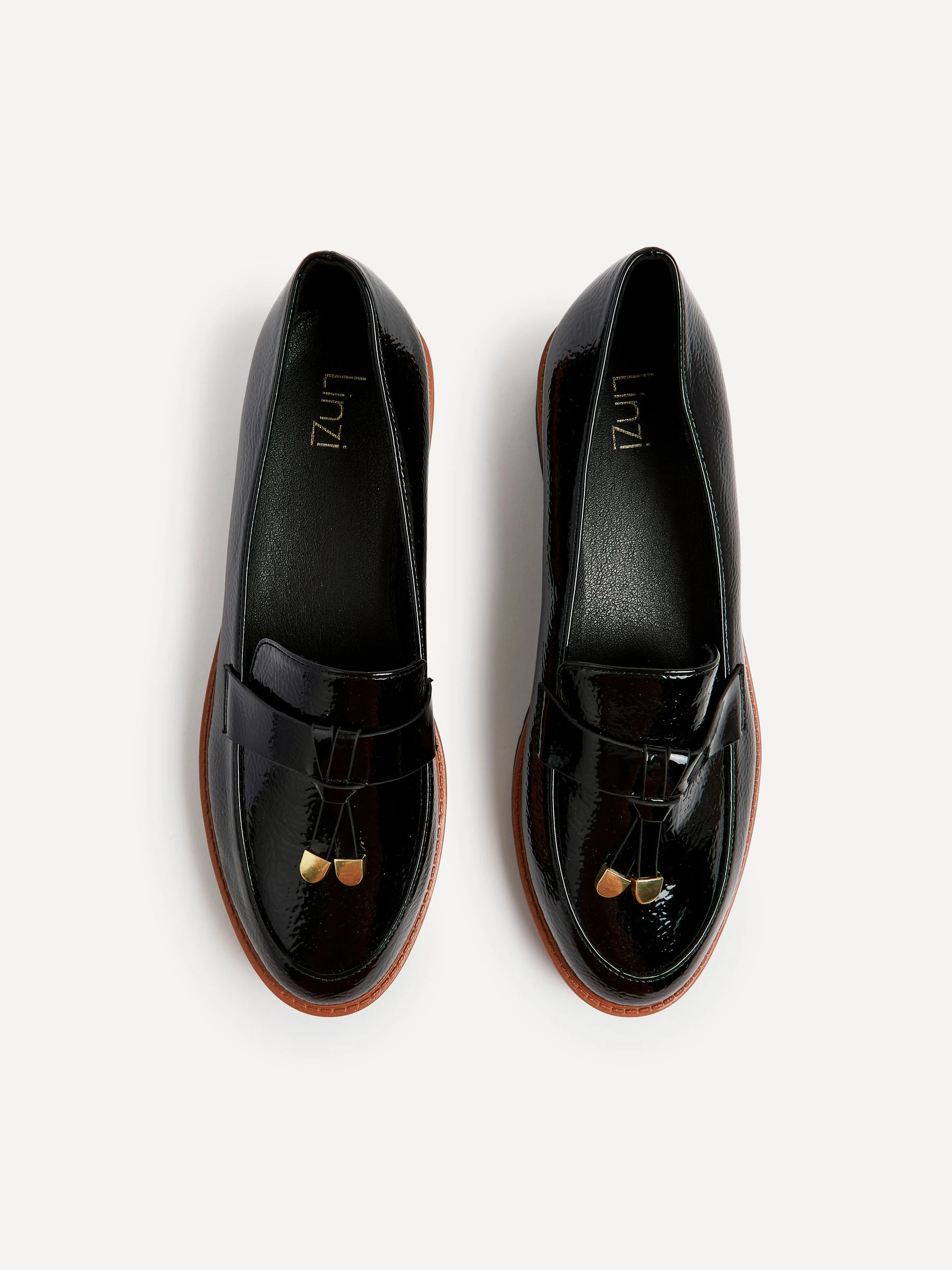 Zwart - Linzi Nancy Patent Loafers With Tassel Detail