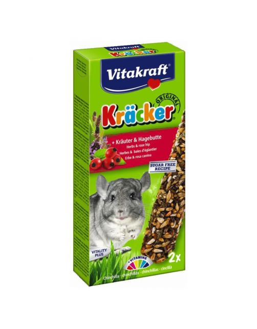 Vitakraft Chinchillakracker - Knaagdiersnack - Kruiden Rozenbottel 2 stuks