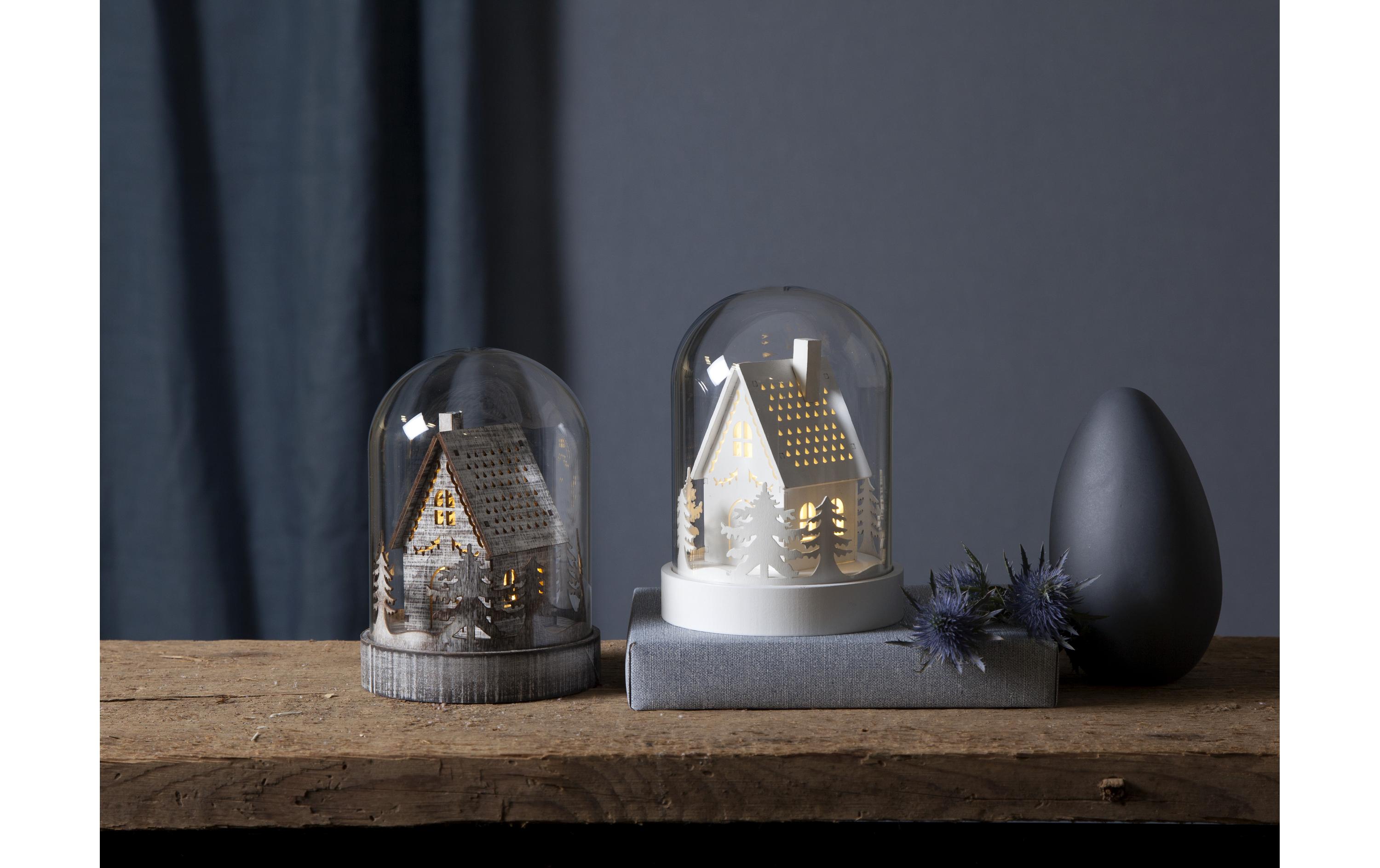 Schneekugel Kupol Haus, 17.5 cm, BraunWeihnachtsdekoration mit LED Licht