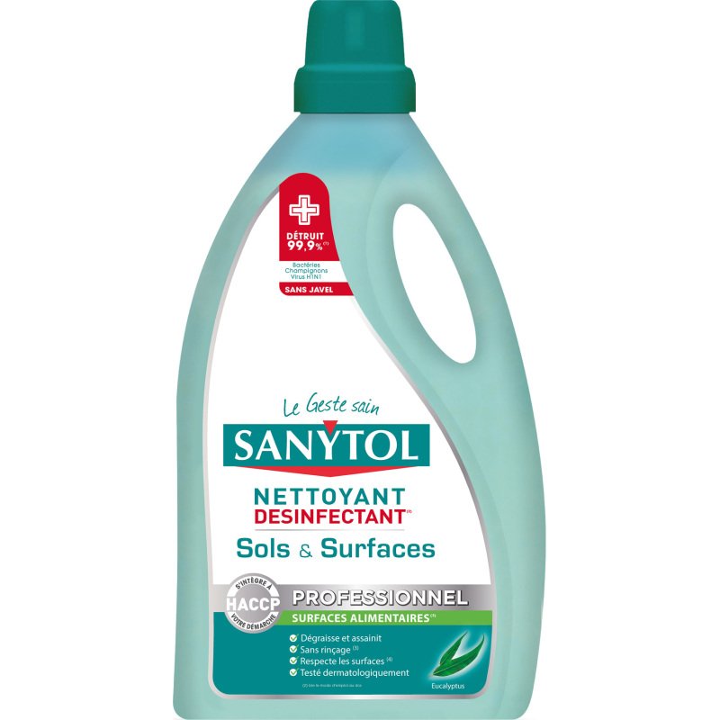 Nettoyant désinfectant sols et surfaces Sanytol Professionnel Eucalyptus - Bidon 5 L