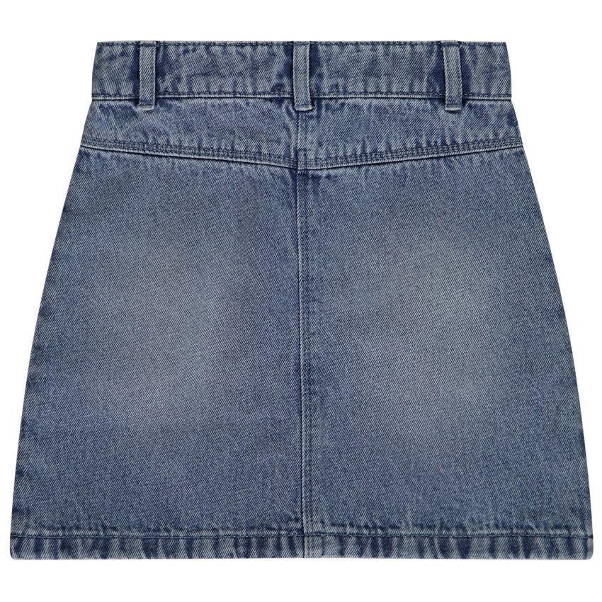 Jupe en jean effet délavé avec poches pour fille - Bleu