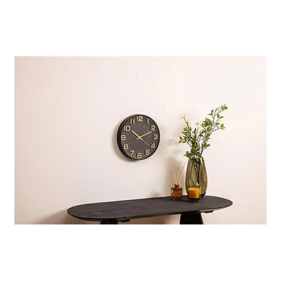 Atmosphera Doris Klok - zwart / goud - 30 cm - wandklok modern