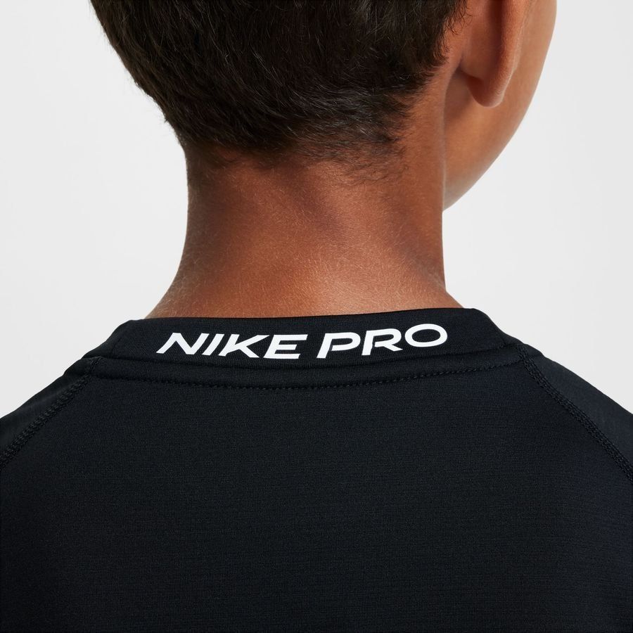 Nike Pro Maillot d'Entraînement Dri-FIT Crew Warm - Noir/Blanc Enfant