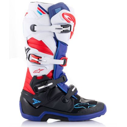 Bottes cross Alpinestars TECH 7 - BLACK / DARK BLUE / RED / WHITE 2023 - Noir / Bleu