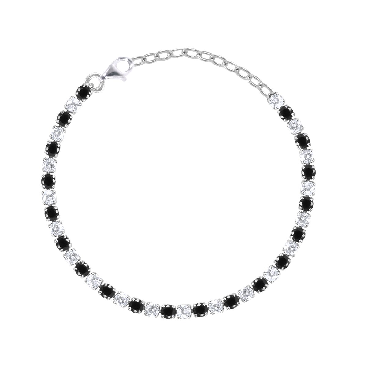 Bracelet rivière acier argenté et oxydes de zirconium