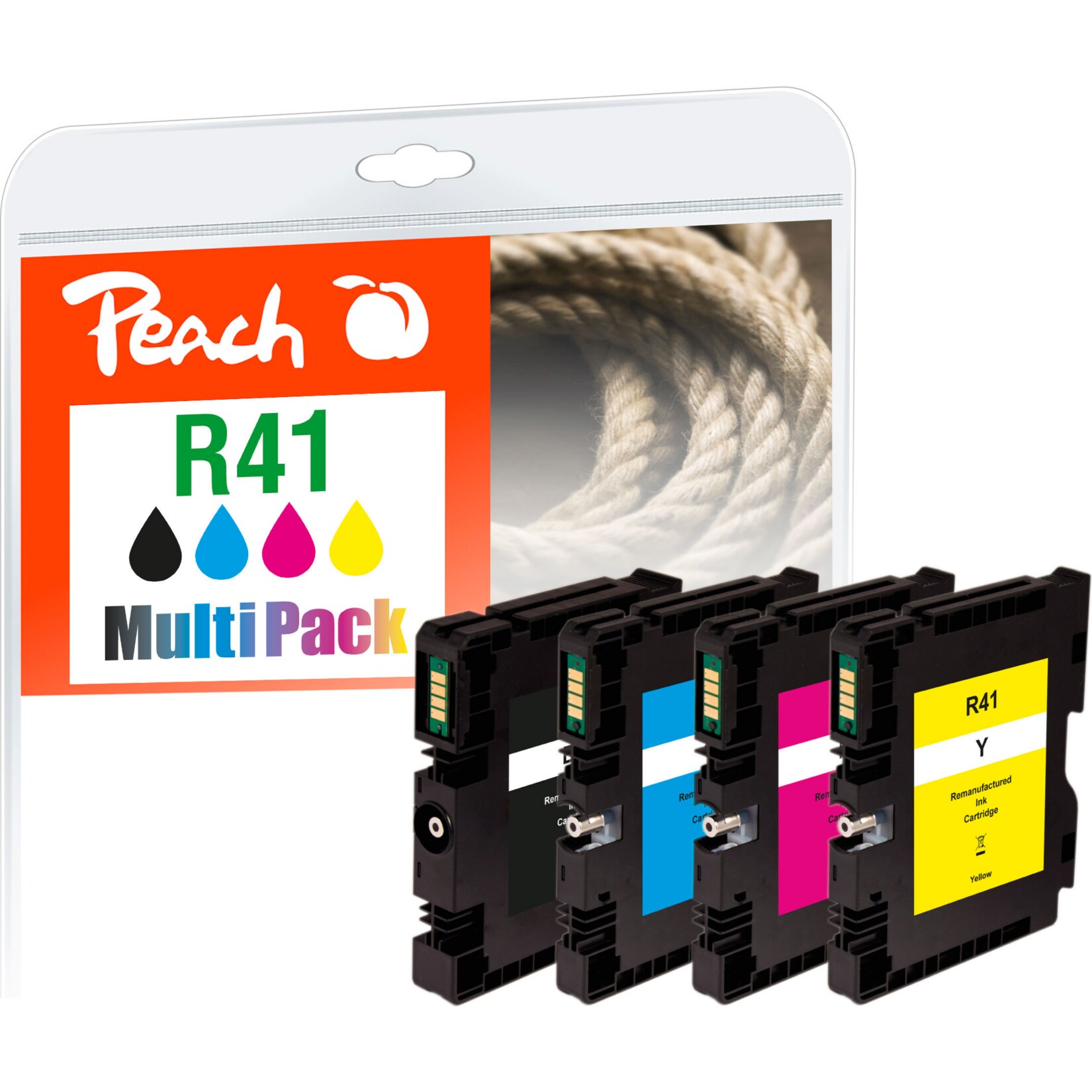 Peach R414 Druckerpatronen XL (bk, c/m/y) ersetzt Ricoh GC41, 405761, 405762, 405763, 405764 für z.B. Ricoh Aficio SG 3100, Ricoh Aficio SG 3100 snw (wiederaufbereitet)