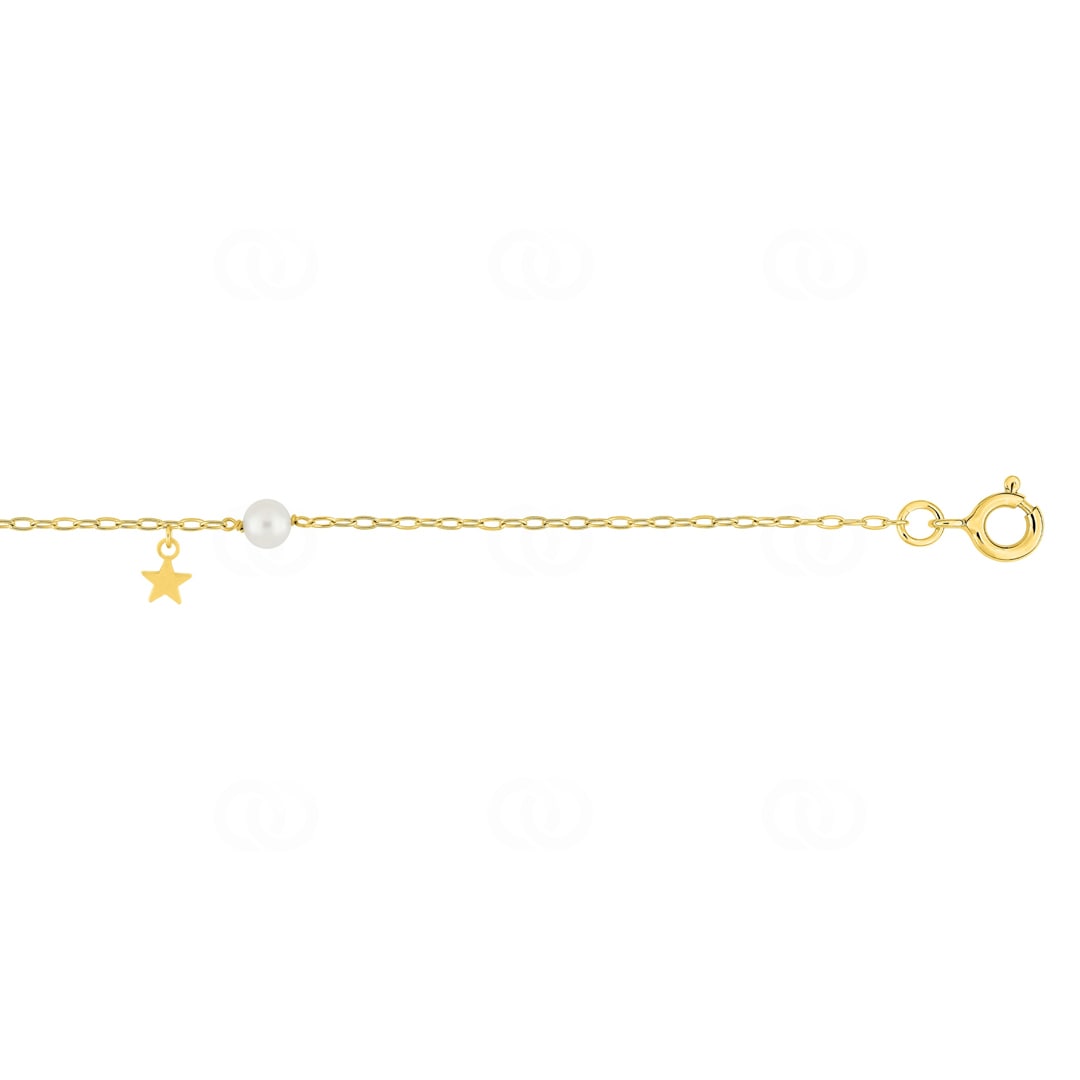 Armband 750/18 K Gelbgold mit Stern Charm & Perle