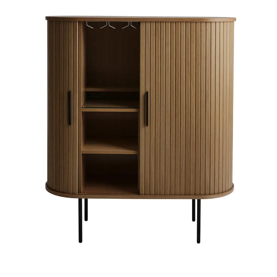 Kast Donker Eikenhout - Incl Glazenrek - 118cm - Nola