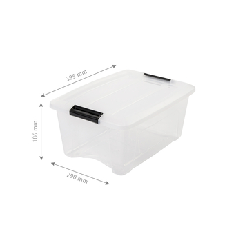 Iris opbergbox Click New Top box 15 liter transparant met grijze clips en deksel