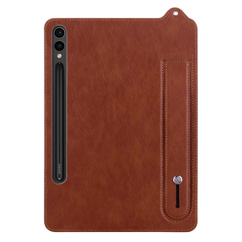 Samsung Galaxy Tab S11 Ultra Leder Hülle mit Handschlaufe - Braun