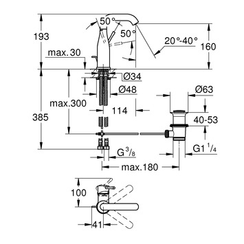 GROHE wastafelkraan Essence M-size met hendel en waste Warm Sunset