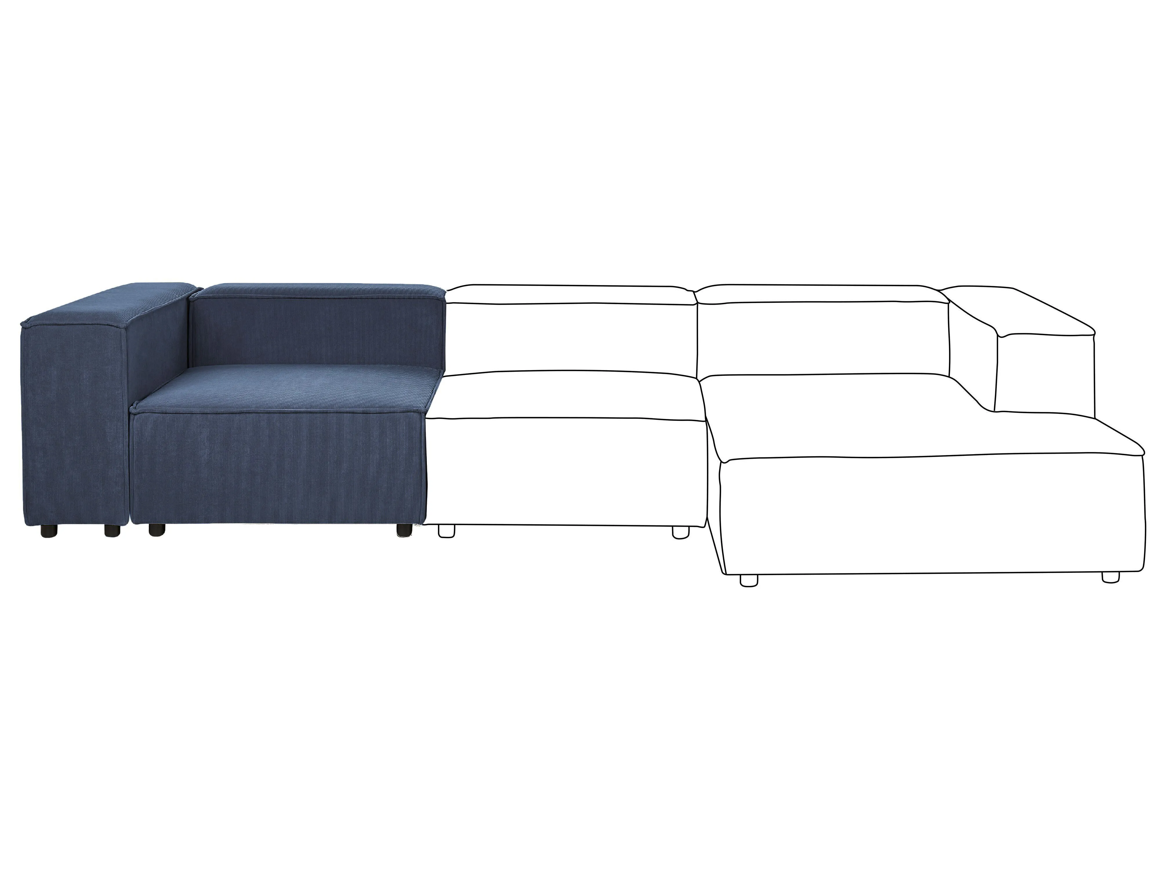 Hoekmodule ARDAL Corduroy Donkerblauw rechtszijdig
